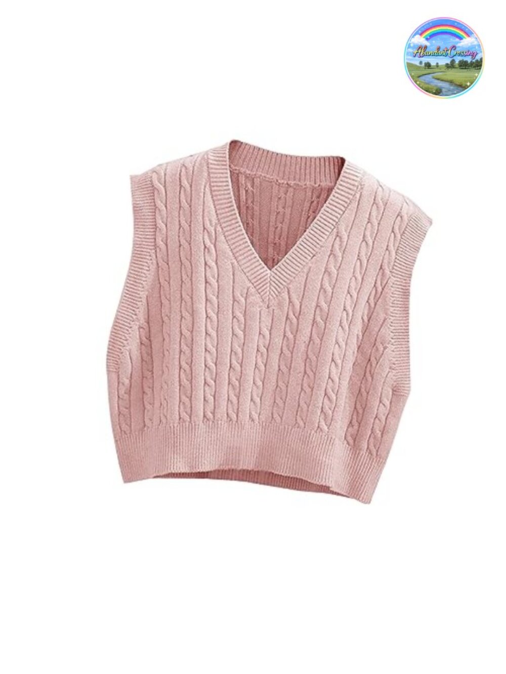 Womens Sleeveless Acrylic Sweater Vest V-Neck Knit Argyle Crop Tank Top